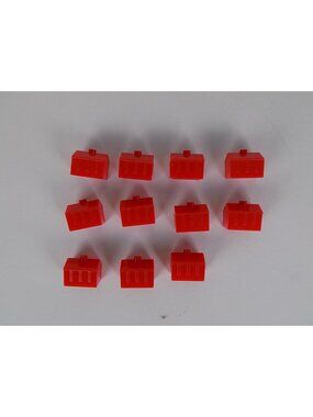 Monopoly Game Set of 11 Red Plastic Hotels Replacement Board Game Partial Set